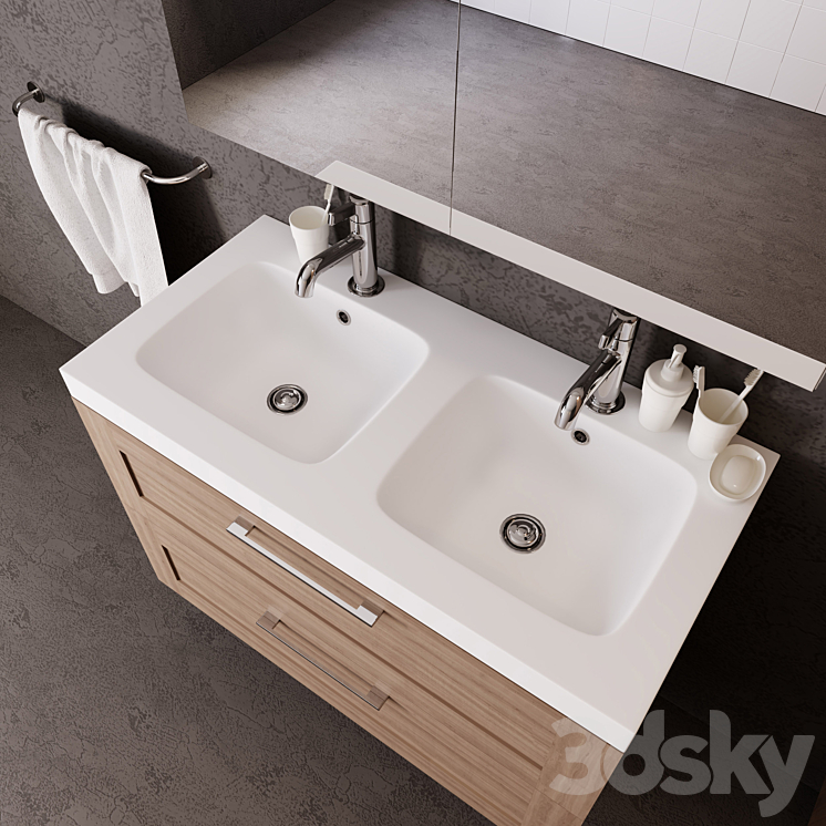 Ikea bathroom furniture set 3DS Max - thumbnail 2