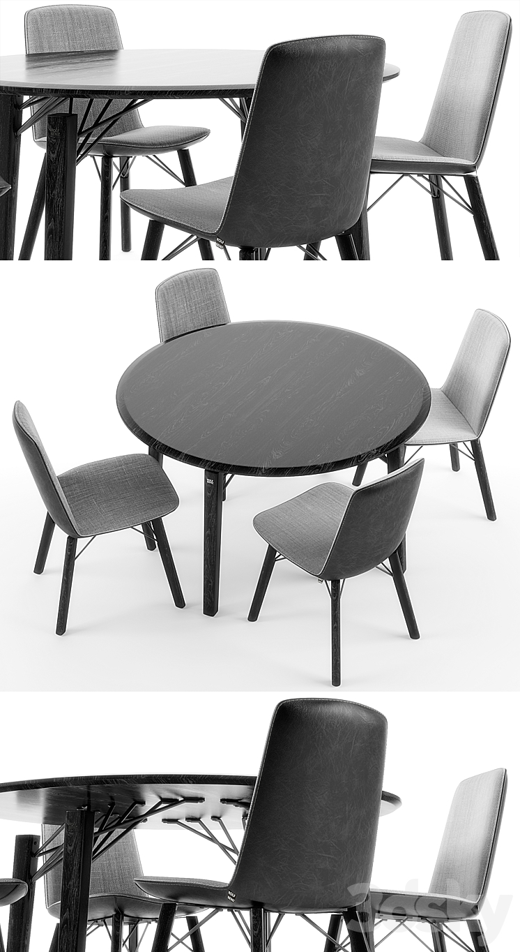Rolf Benz 616 chair set 01 3D Model