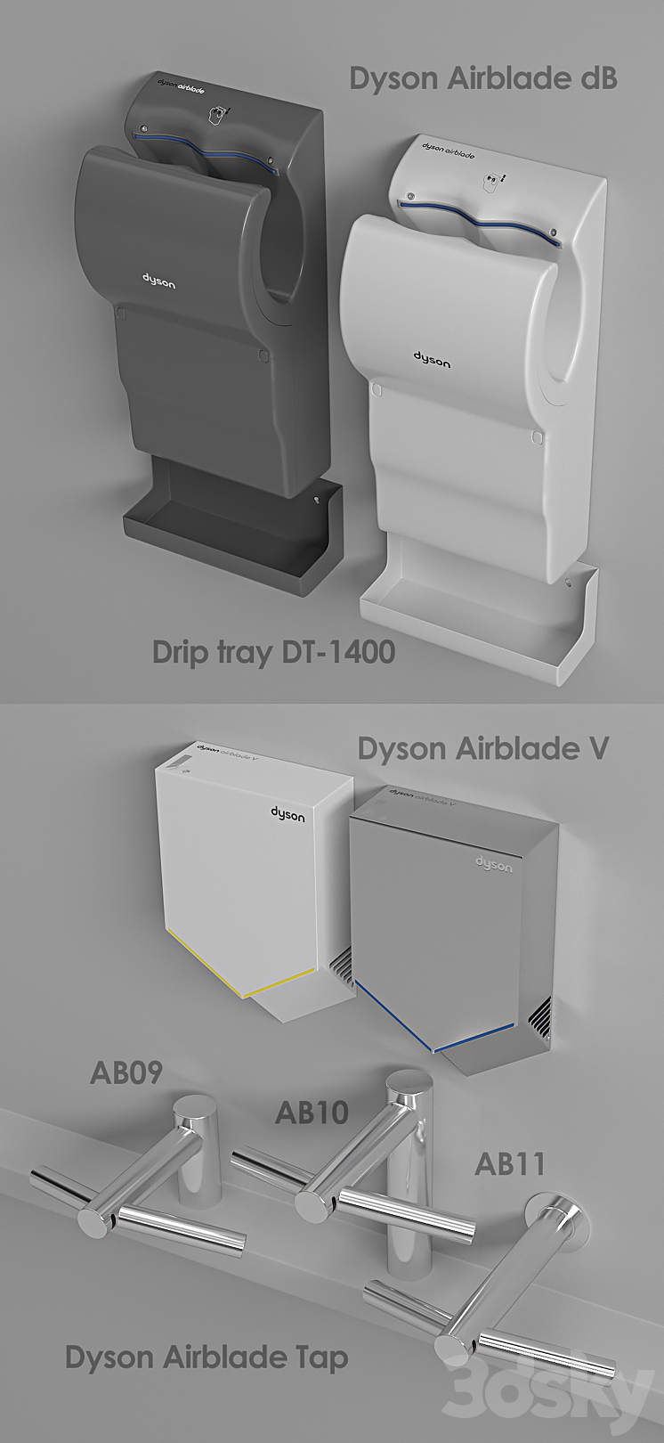 Dyson Airblade Hand dryers 3DS Max - thumbnail 2