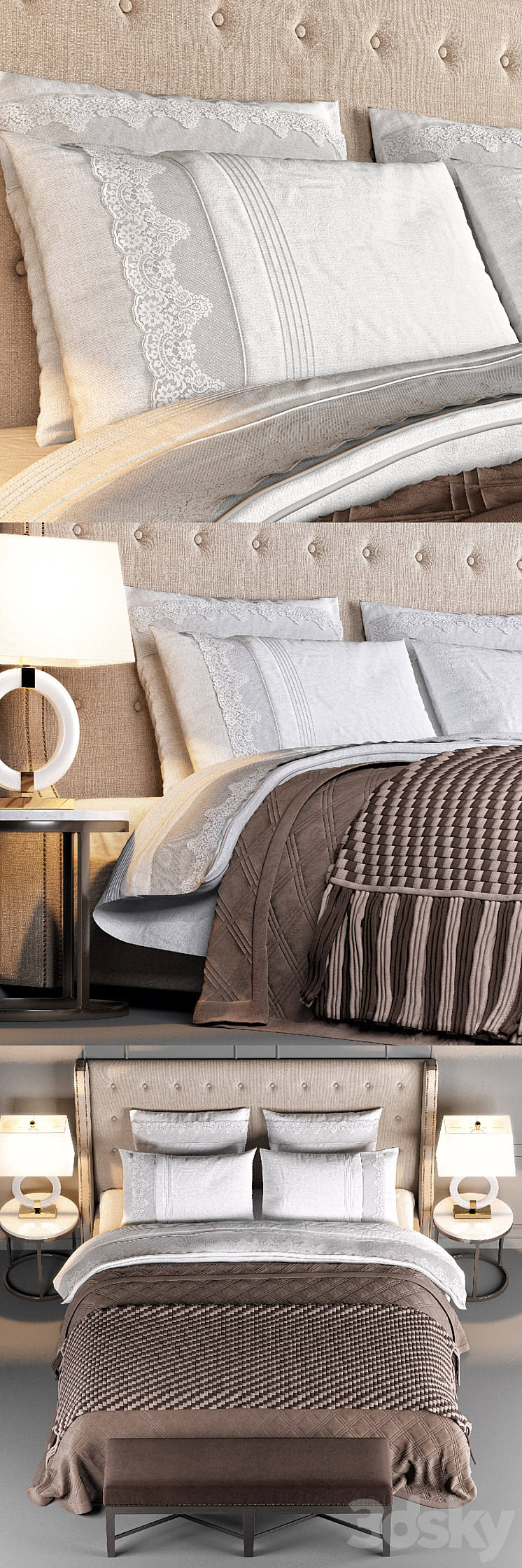 Dantone Home Bed Jarrow Buttons 3D Model