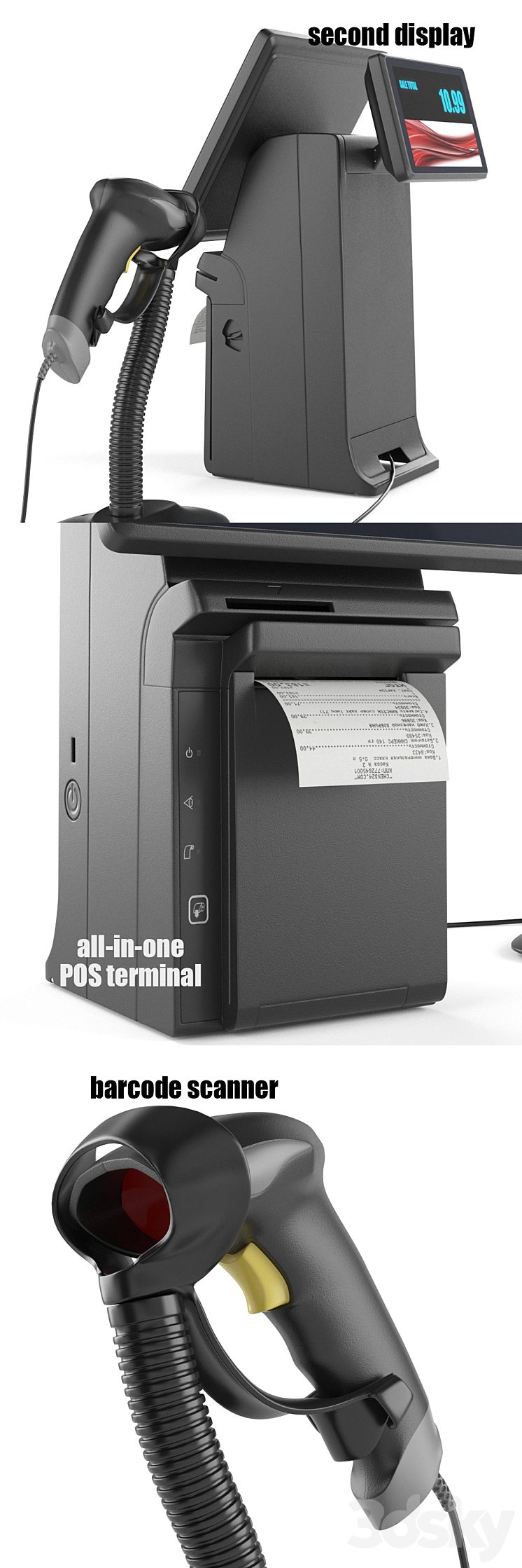 All-in-one POS terminal Posiflex HS2310 3DS Max - thumbnail 2