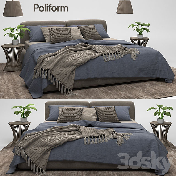 Bolton bed Poliform 3DS Max - thumbnail 1