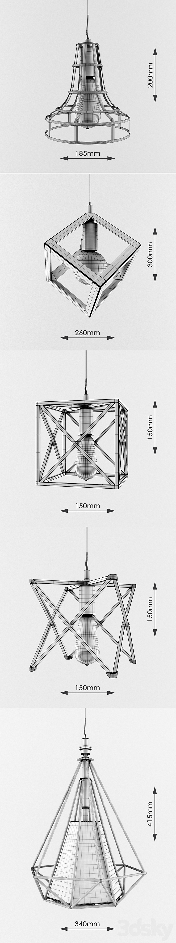 Nordic retro wrought iron industrial Chandelier part-2 3D Model
