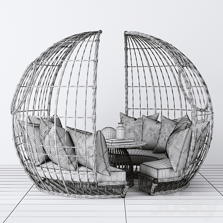 Bamboo Daybed - Grassitup 3D Model