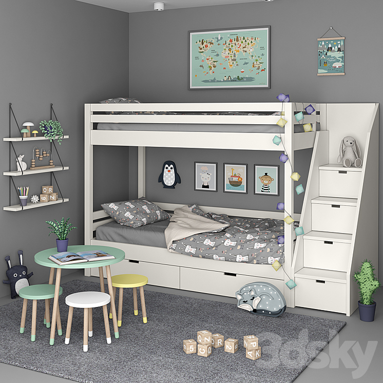 Kids Bedroom Set 3D Model