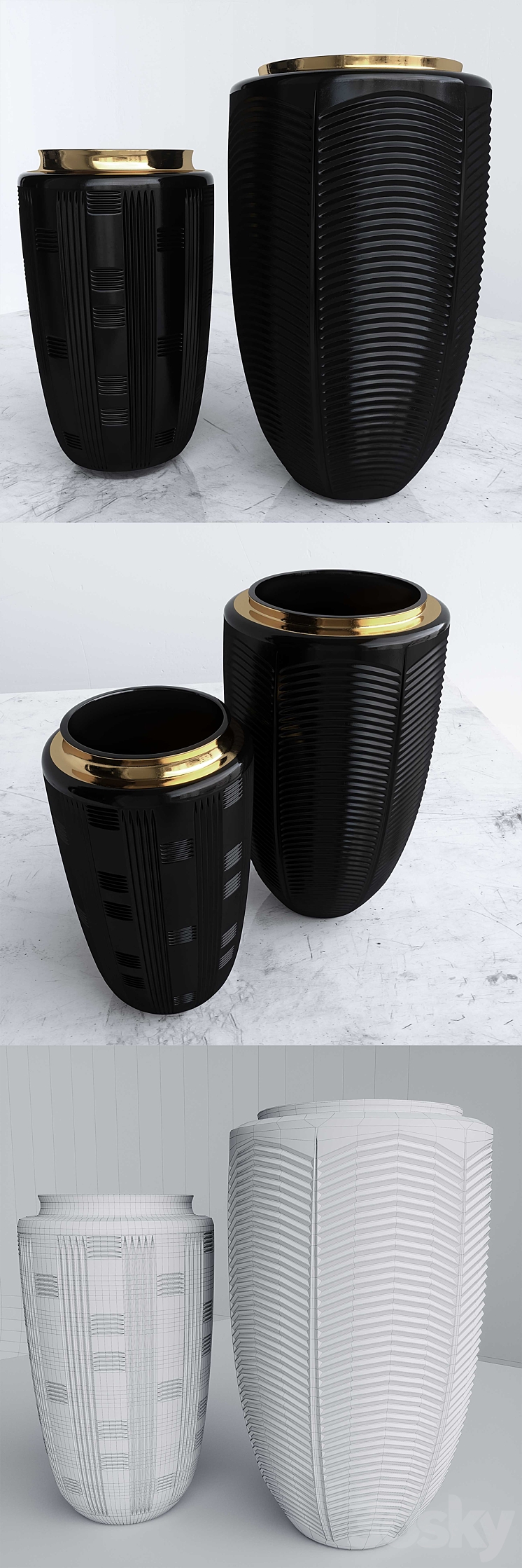 VISTA ALEGRE JET BLACK CASE WITH VASE 3D Model