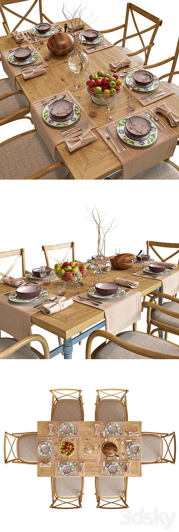DINETTE WOODEN PROVENCE 3DS Max - thumbnail 2