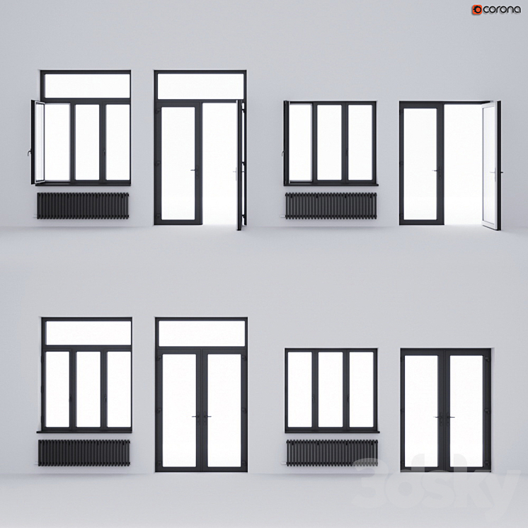 Aluminum window and balcony door ALUMIL 3DS Max - thumbnail 1