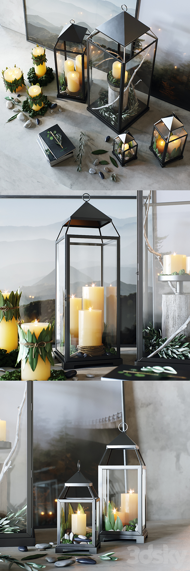 Pottery Barn | Malta Lantern Set .1 3D Model