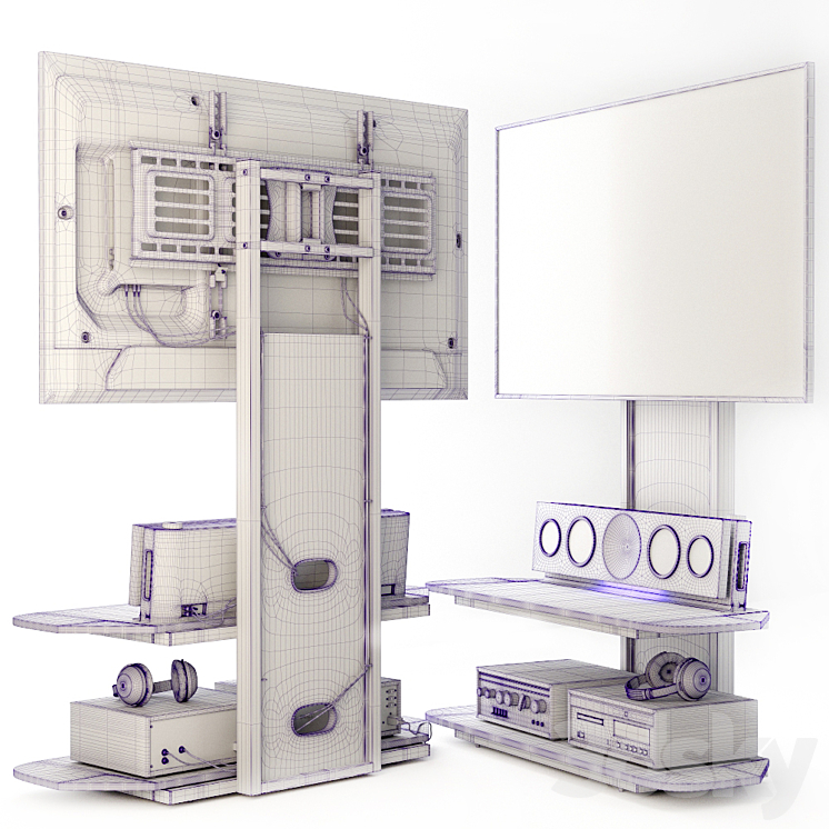 Television stand acoustics. 3D Model