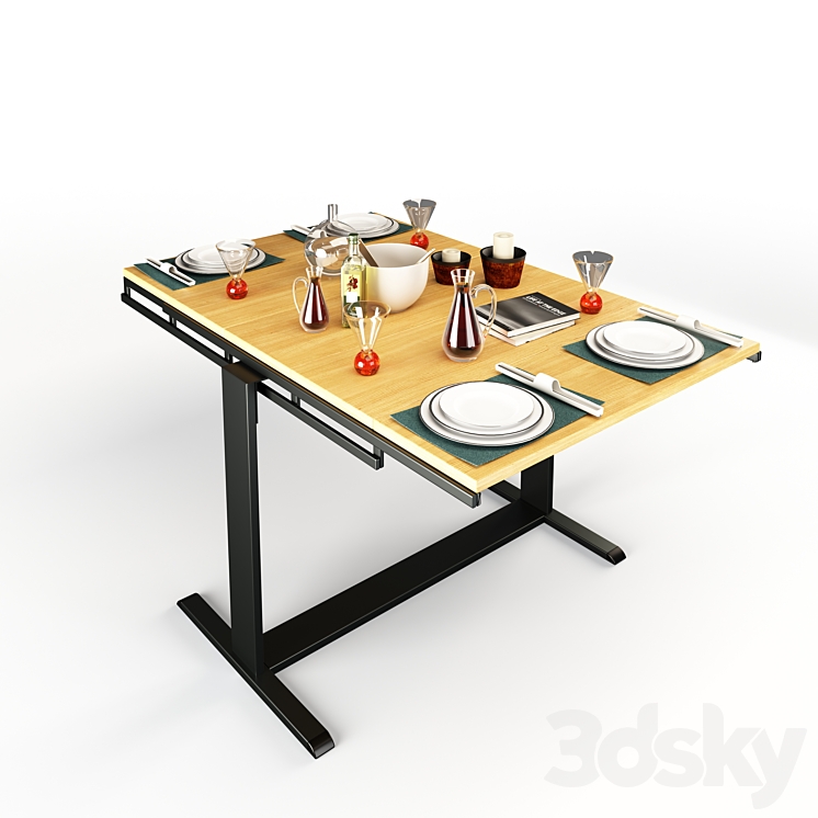 Swing Table transforms to Shelf (Rigged and Animated) Table 3D model