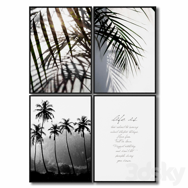 A set of posters with leaves and palm trees. 3DS Max - thumbnail 1