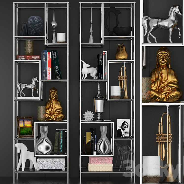 Rack in a modern style with decor and accessories for decorating 3DS Max - thumbnail 1