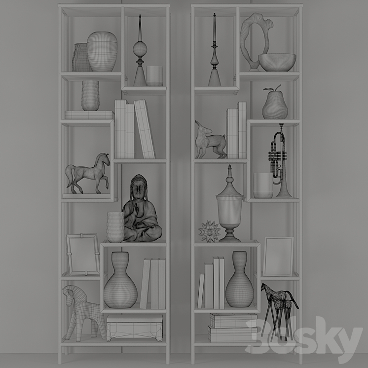 Rack in a modern style with decor and accessories for decorating 3DS Max - thumbnail 2