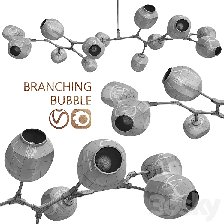 Branching bubble 13 lamps 3D Model