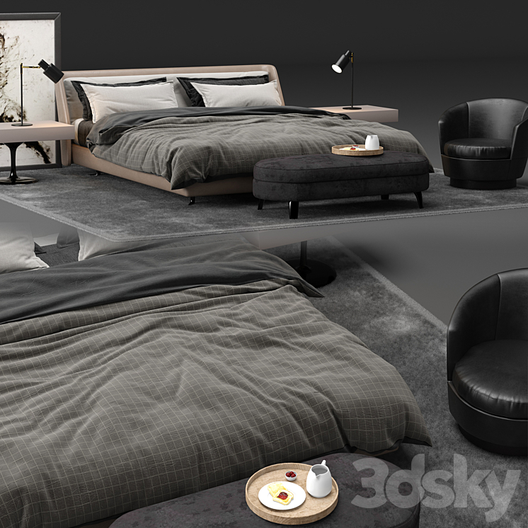 Spencer Bed – Minotti 3DS Max - thumbnail 2
