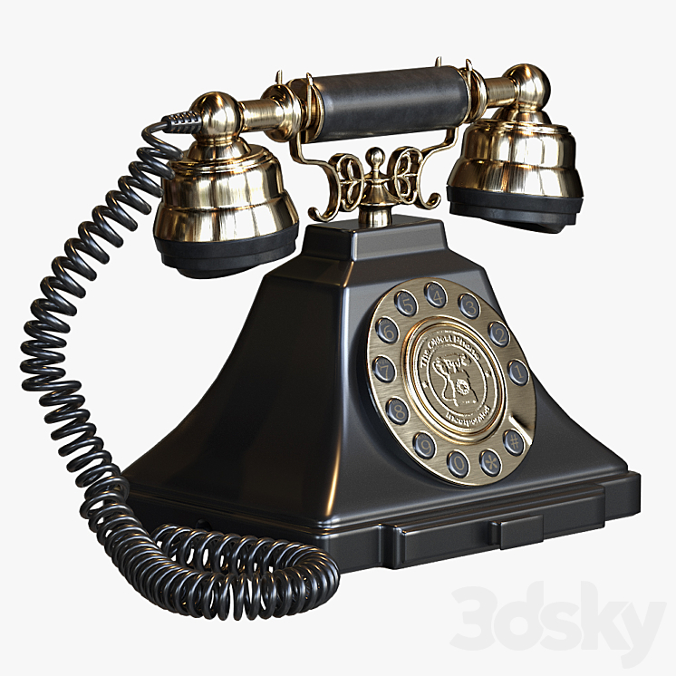 Classic Vintage Telephone with push button dial 3D Model