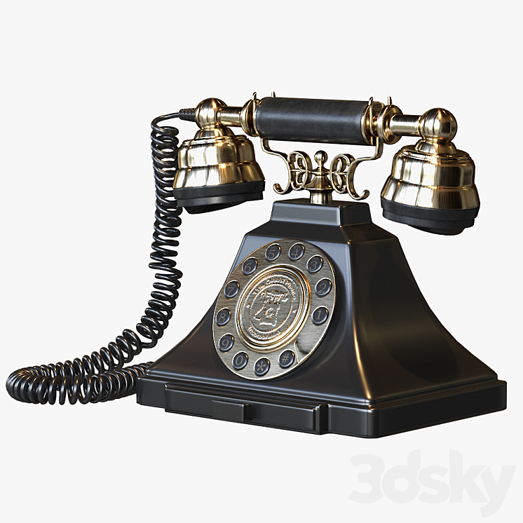 Classic Vintage Telephone with push button dial 3DS Max - thumbnail 2