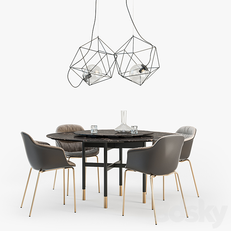 Bontempi Glamor table Mood chair set 3D Model