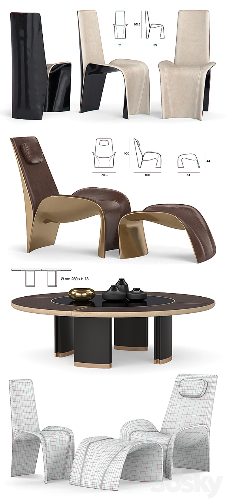 Giorgetti Eva Chairs and Gordon Table 3D Model