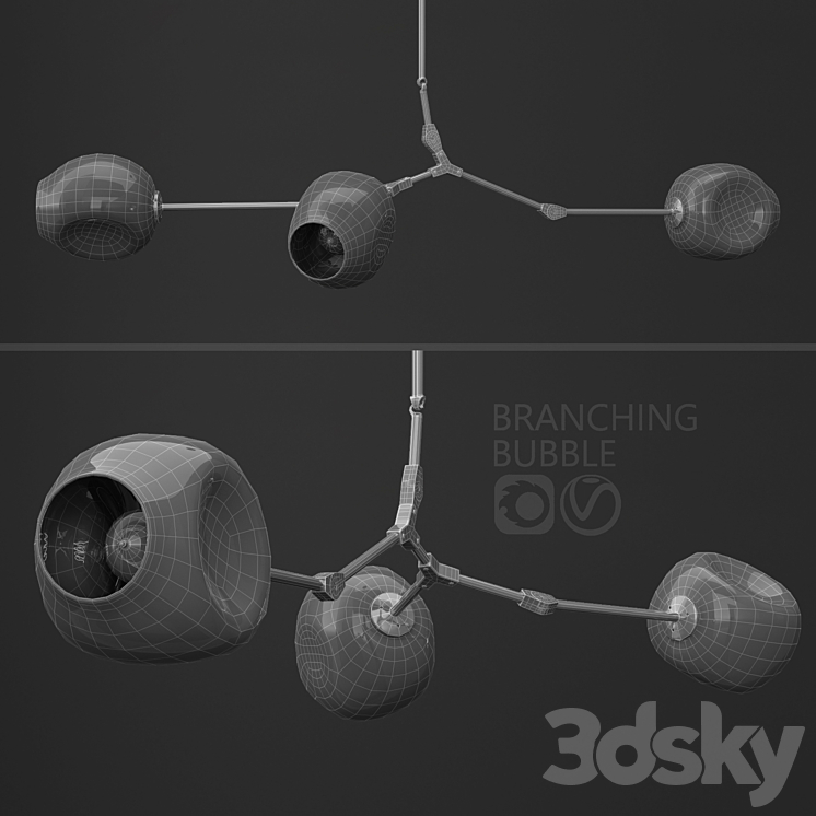 Branching bubble 3 lamps 3D Model
