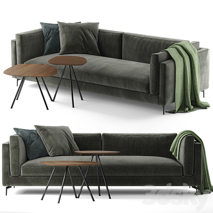Calligaris Danny sofa and Calligaris Tweet coffee tables 3DS Max - thumbnail 1