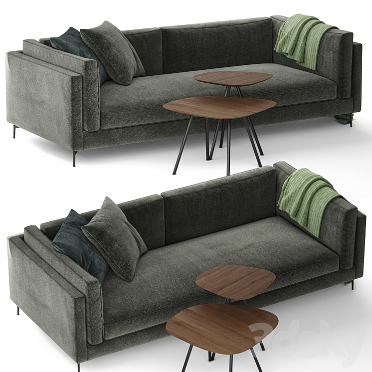 Calligaris Danny sofa and Calligaris Tweet coffee tables 3DS Max - thumbnail 2