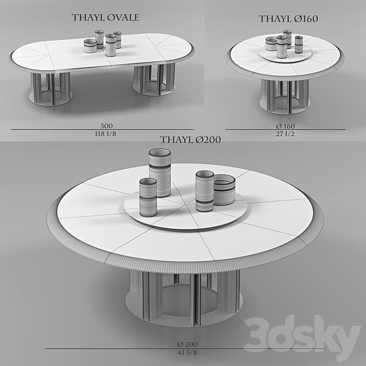 porada table THAYL 3 items 3D Model