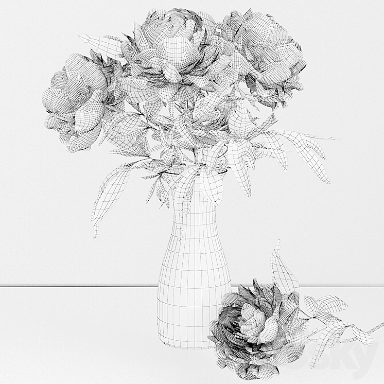 A bouquet of flowers in a vase 16 3D Model