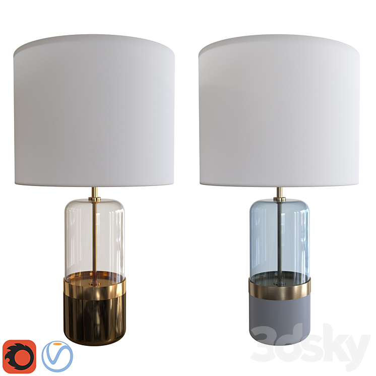 West Elm Mixed Material Table Lamp Large 3DS Max - thumbnail 1