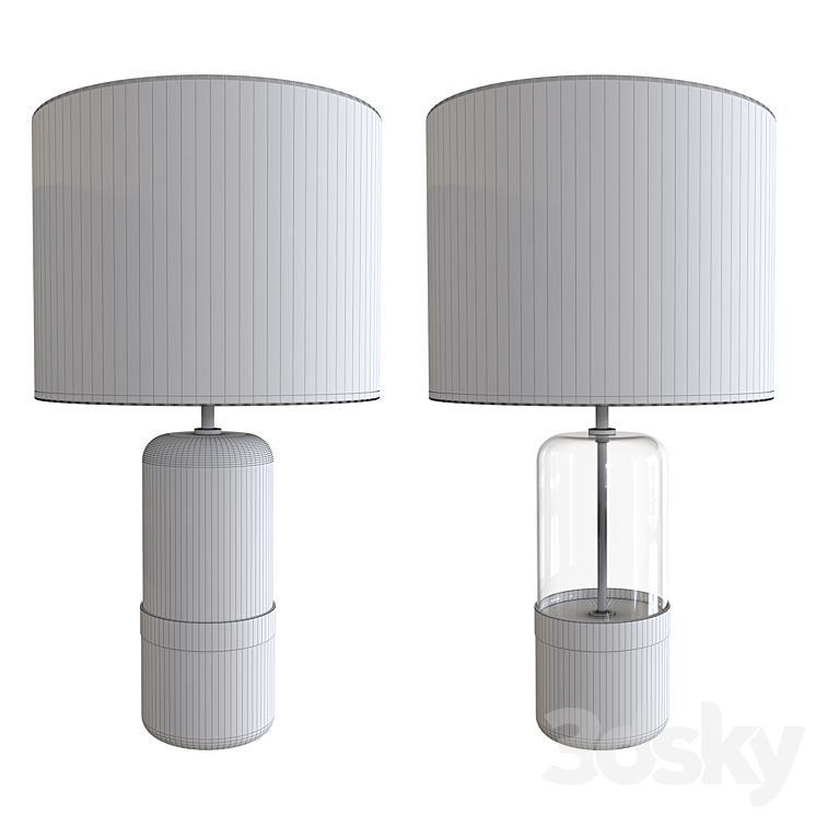 West Elm Mixed Material Table Lamp Large 3DS Max - thumbnail 2