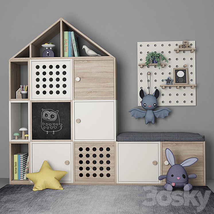 Furniture for children's room with decor 10 3DS Max - thumbnail 1