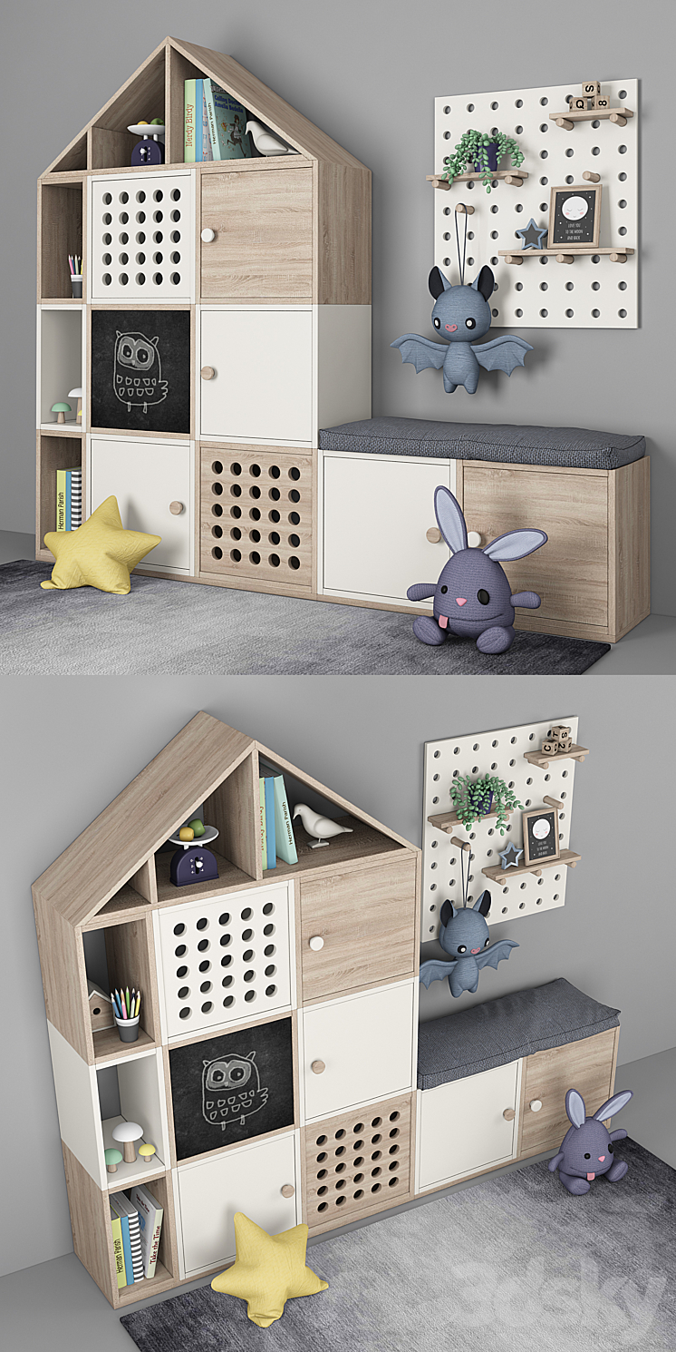 Furniture for children's room with decor 10 3DS Max - thumbnail 2
