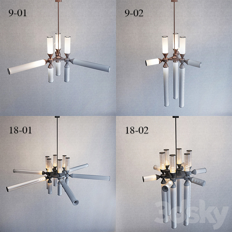 Chandeliers Roll & Hill collections Castle 3D Model