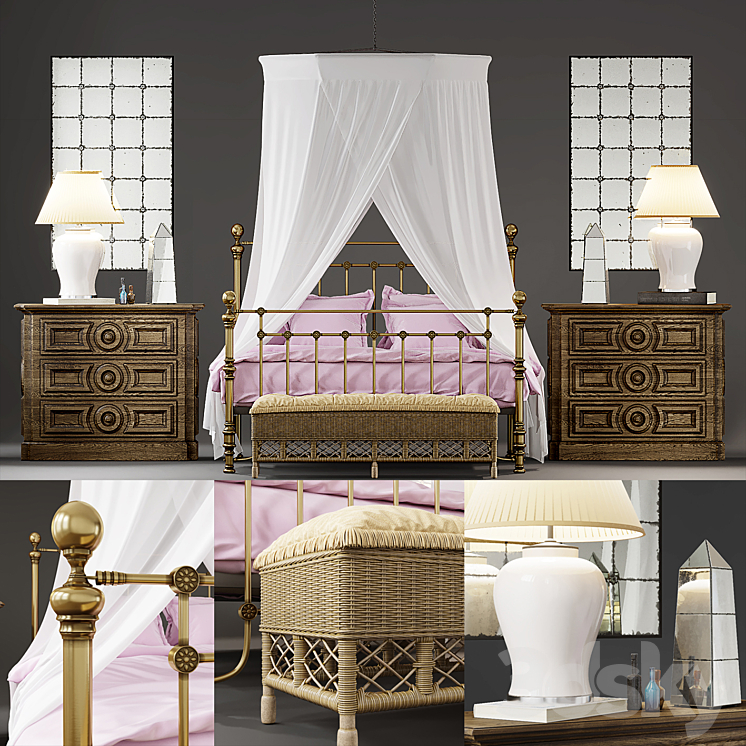 Eichholtz bedset in provence style 3DS Max - thumbnail 1