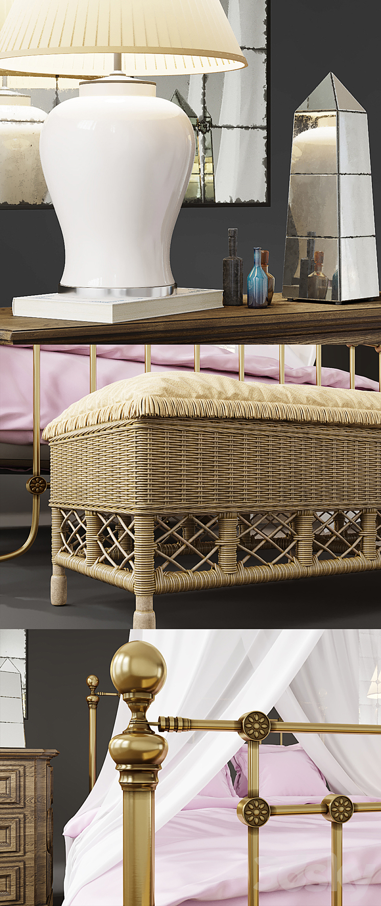 Eichholtz bedset in provence style 3DS Max - thumbnail 2