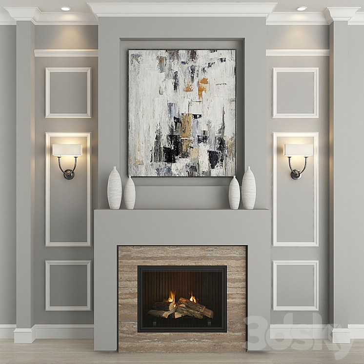 Fireplace and decor 18 3DS Max - thumbnail 1