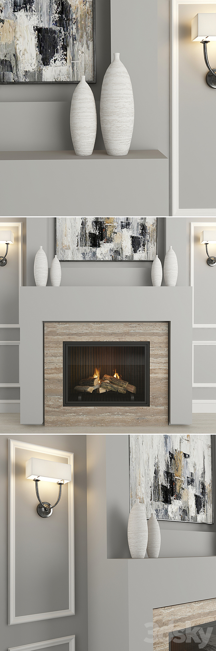 Fireplace and decor 18 3DS Max - thumbnail 2