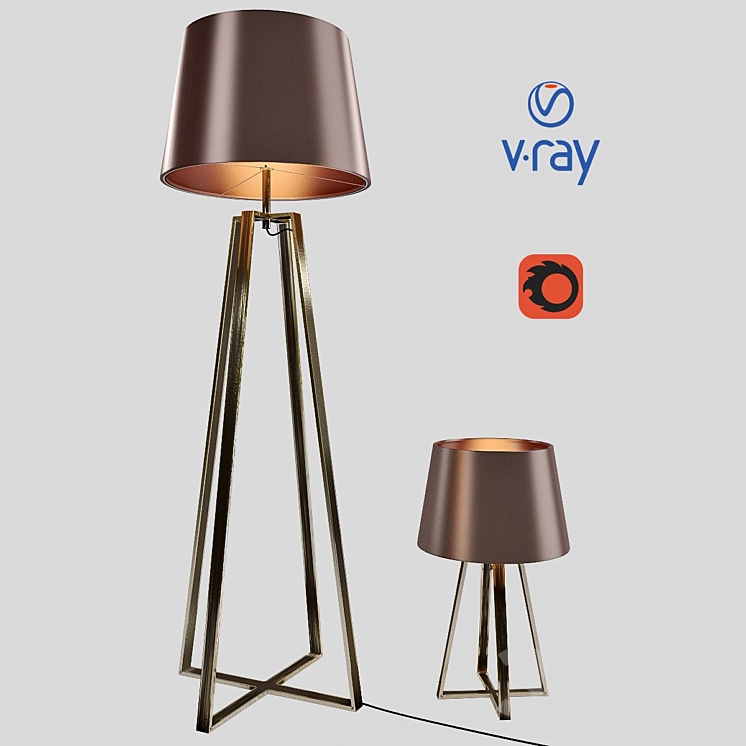 Desk and floor lamps model COFFEE from the company LUCIDE Belgium. 3DS Max - thumbnail 1