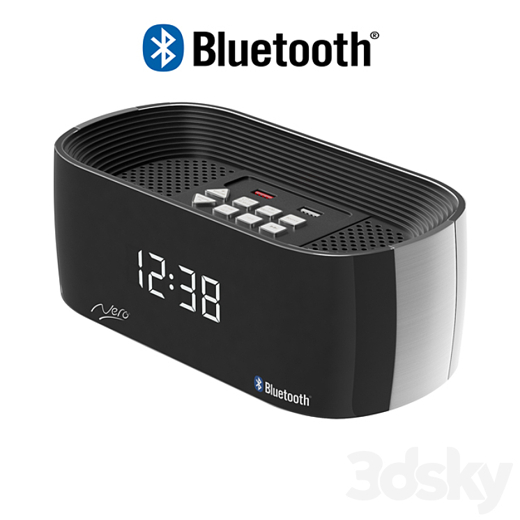 Clock Radio Titanium Bluetooth Alarm 3D Model