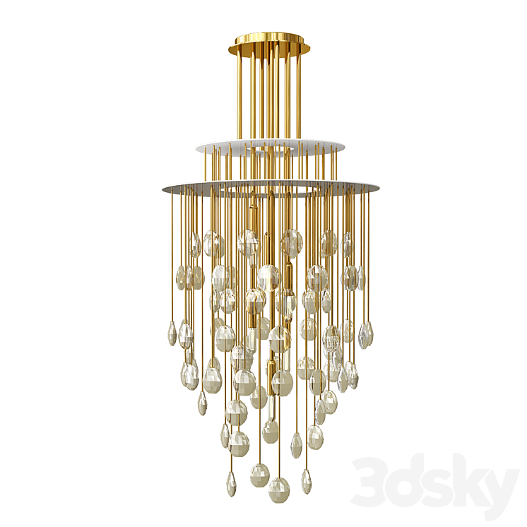 Hailee Med Chandelier in Natural Brass with Crystal