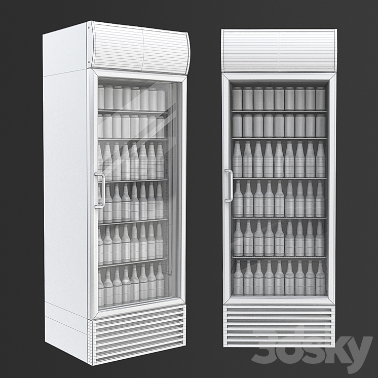 Refrigerated cabinet with drinks 3D Model