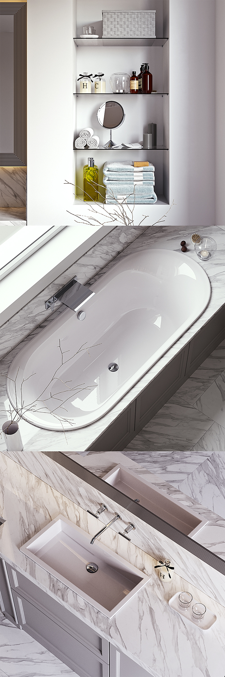 L'ORIGINE Aeterna Bathroom set (vray GGX corona PBR) 3D Model