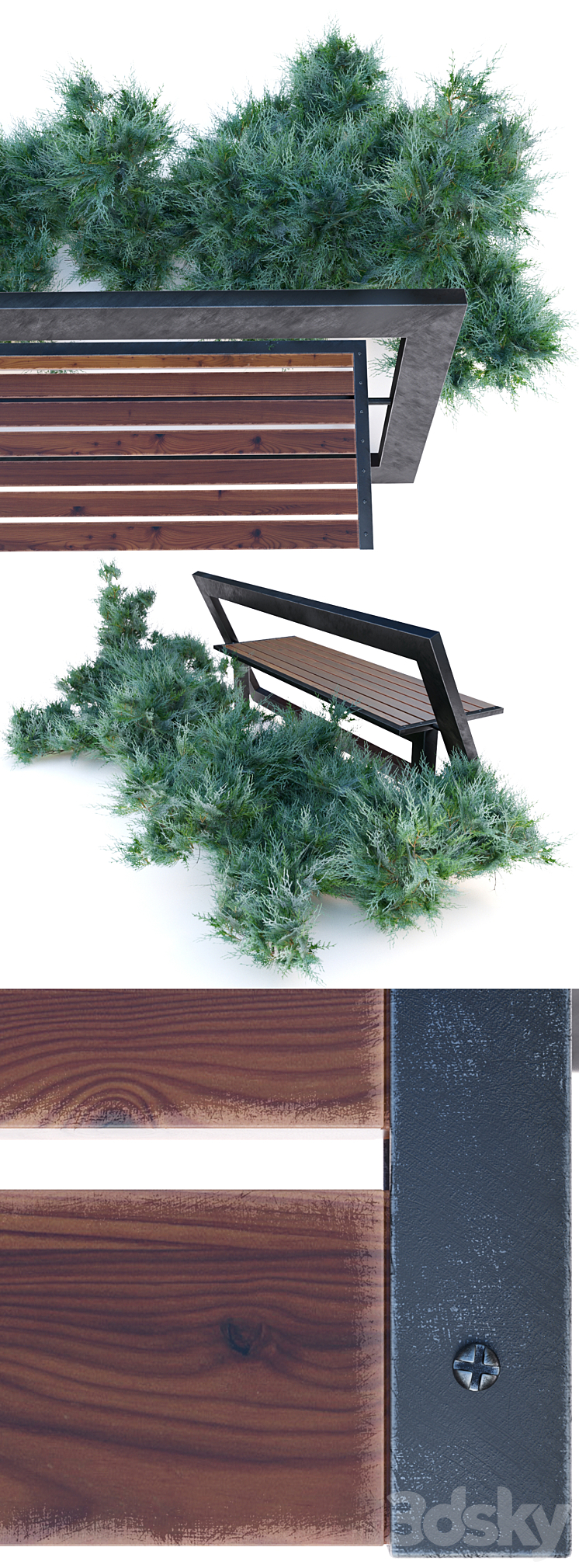 bench with juniper 3D Model