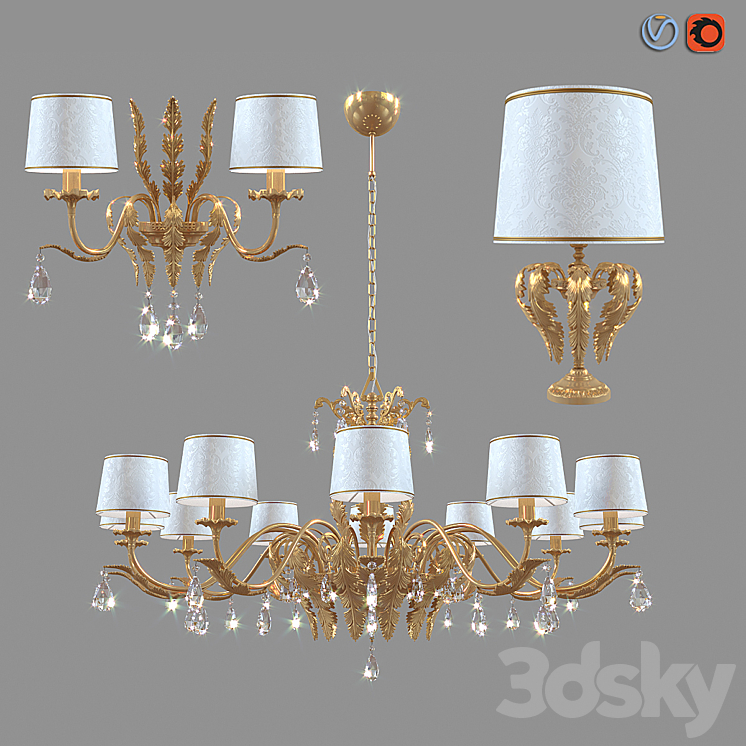 Chandelier lamp and sconce Masiero Acantia 3DS Max - thumbnail 1