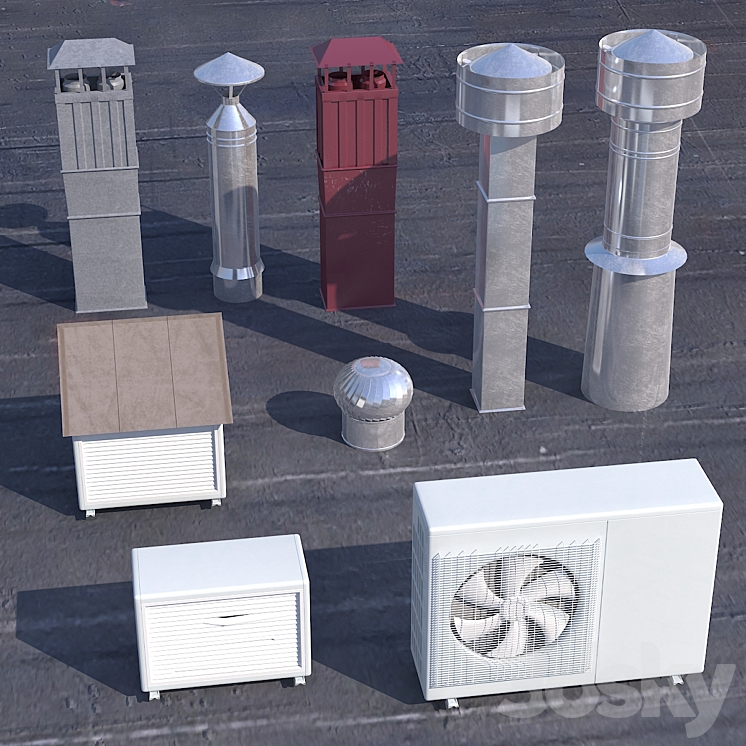 Set for the roofing of houses 01 3D Model