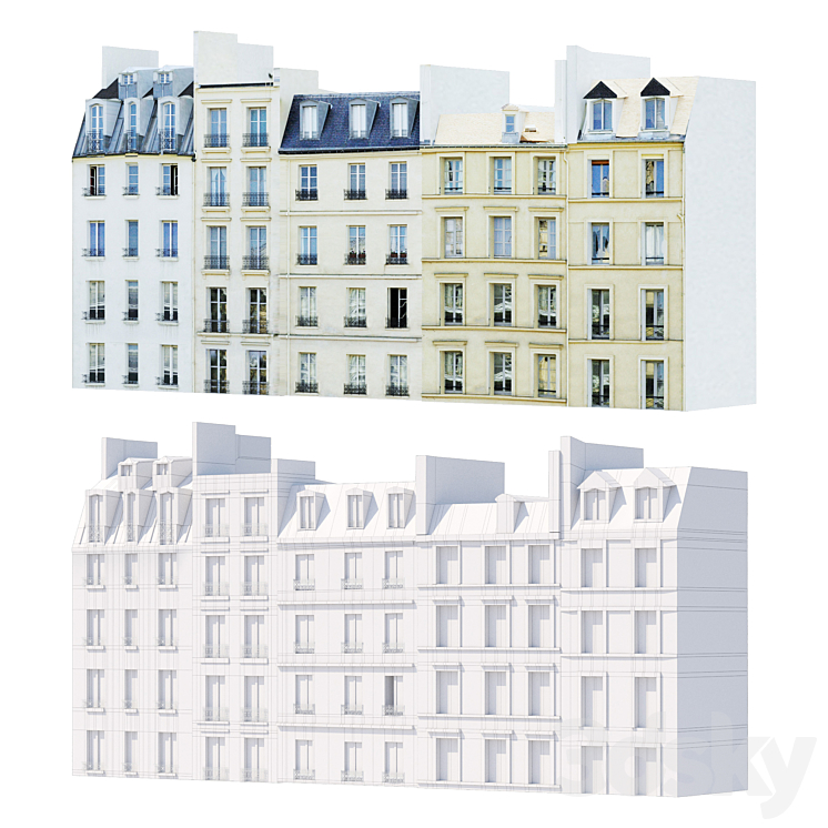 Facade for the background vol.3 Street of five houses 3D Model