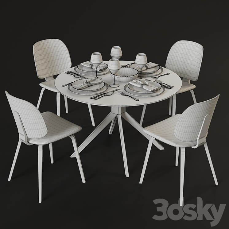 Dining table and chairs BoConcept Billund and Aarhus 3D Model