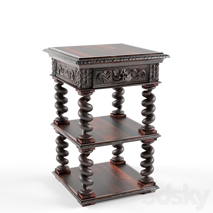 Table Antique Side 3DS Max Model - thumbnail 1