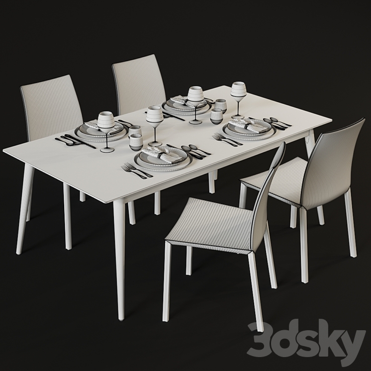 Dining table and chairs BoConcept Milano and Zarra 3DS Max - thumbnail 2